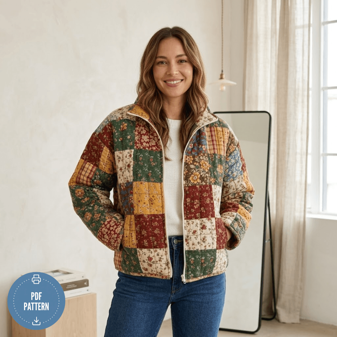 Quilted Jacket Sewing Pattern, Sizes XS-3X Beginner Friendly