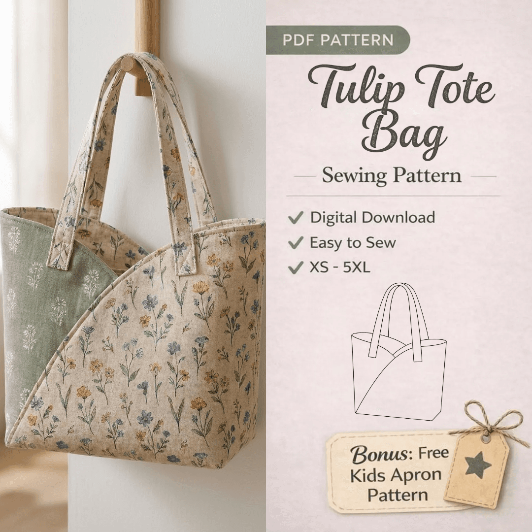 Tote Bag Sewing Pattern, Japanese Style Beginner Tutorial