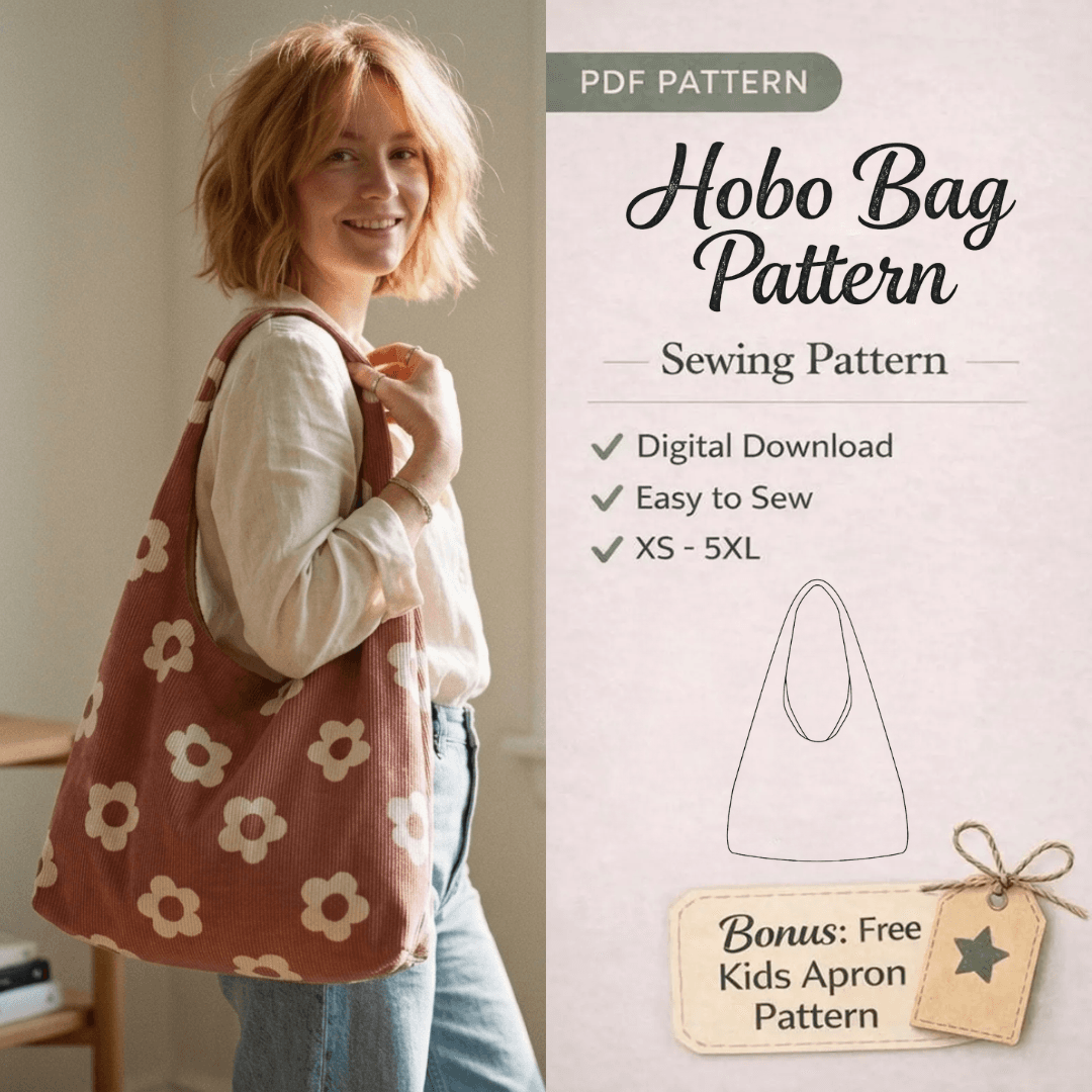 Hobo Bag Sewing Pattern, Slouchy Shoulder Tote For Beginners