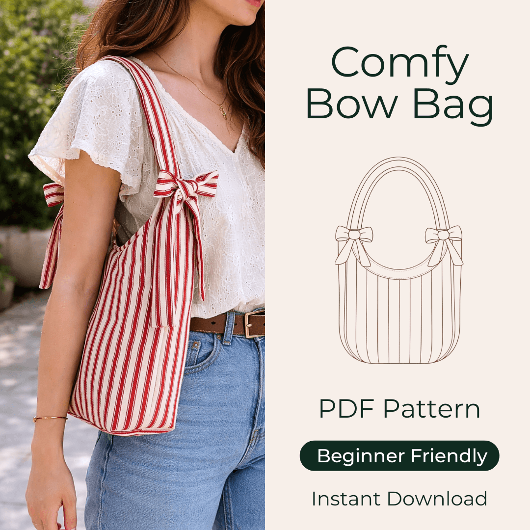 Comfy Bow Bag Sewing Pattern, Written Instructions & Video Tutorial